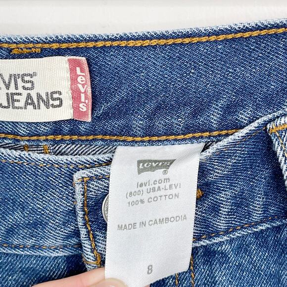 Levis 550 Cut Off Shorts Womens Size 8 Medium Wash High Waist Cotton Fringe Hem - Picture 11 of 12